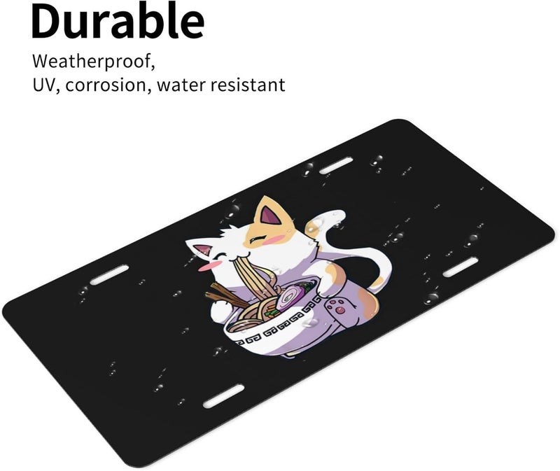 GACCAP Front License Plate Cover Car Decor Accessory Aluminum Metal Rust-Proof US Car Plate Novelty Vanity Tag Cover with 4 Holes for Men Women 6 * 12 in - Kawaii Anime Cat - Image 3